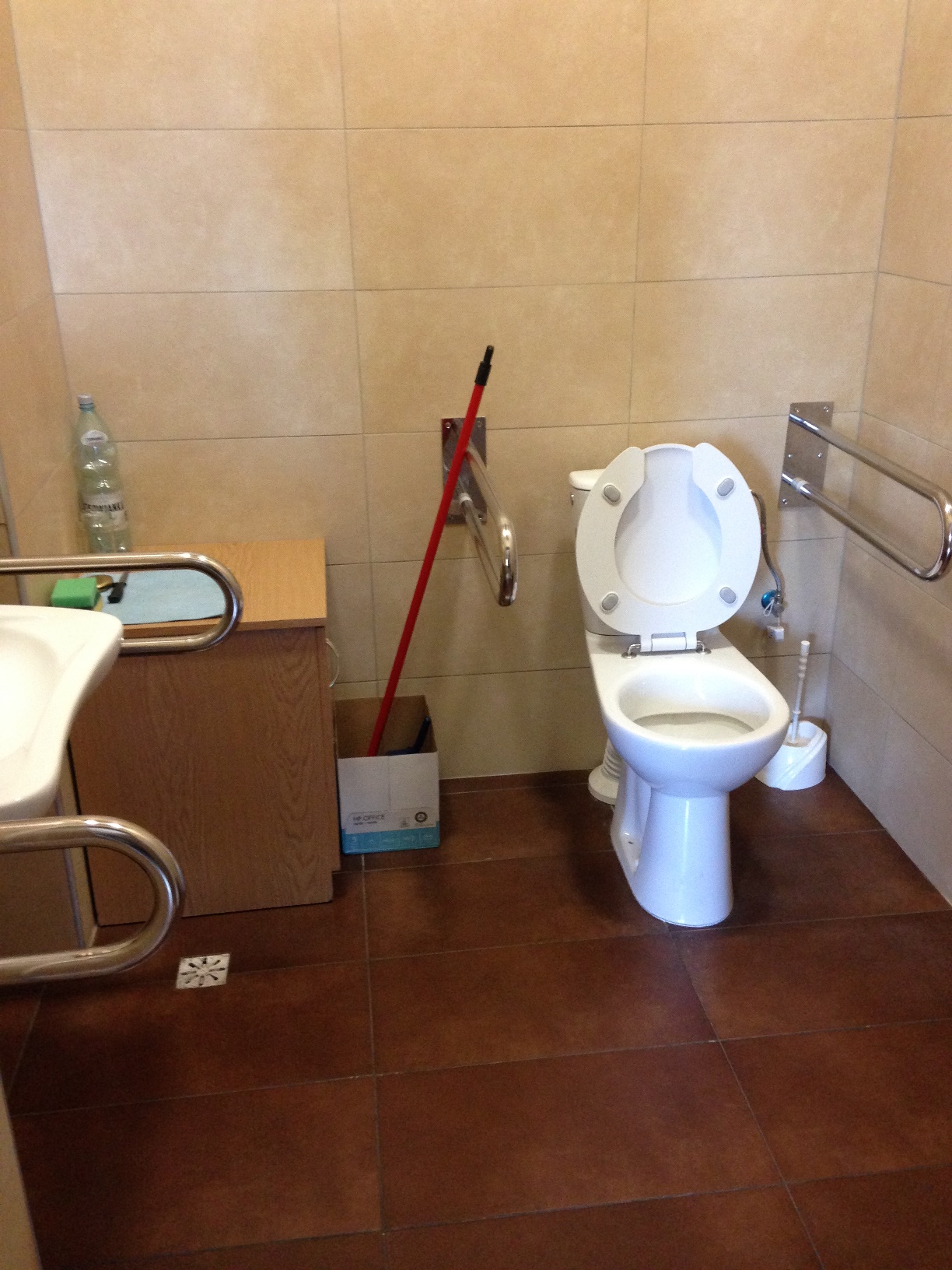 Wnętrze toalety dla niepełnosprawnych na 1 piętrze - dodatkowe wyposażenie.